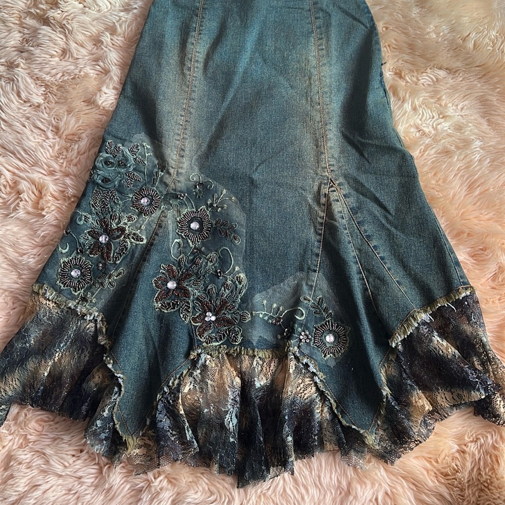 Jeans embroidered skirt from west 36 th
